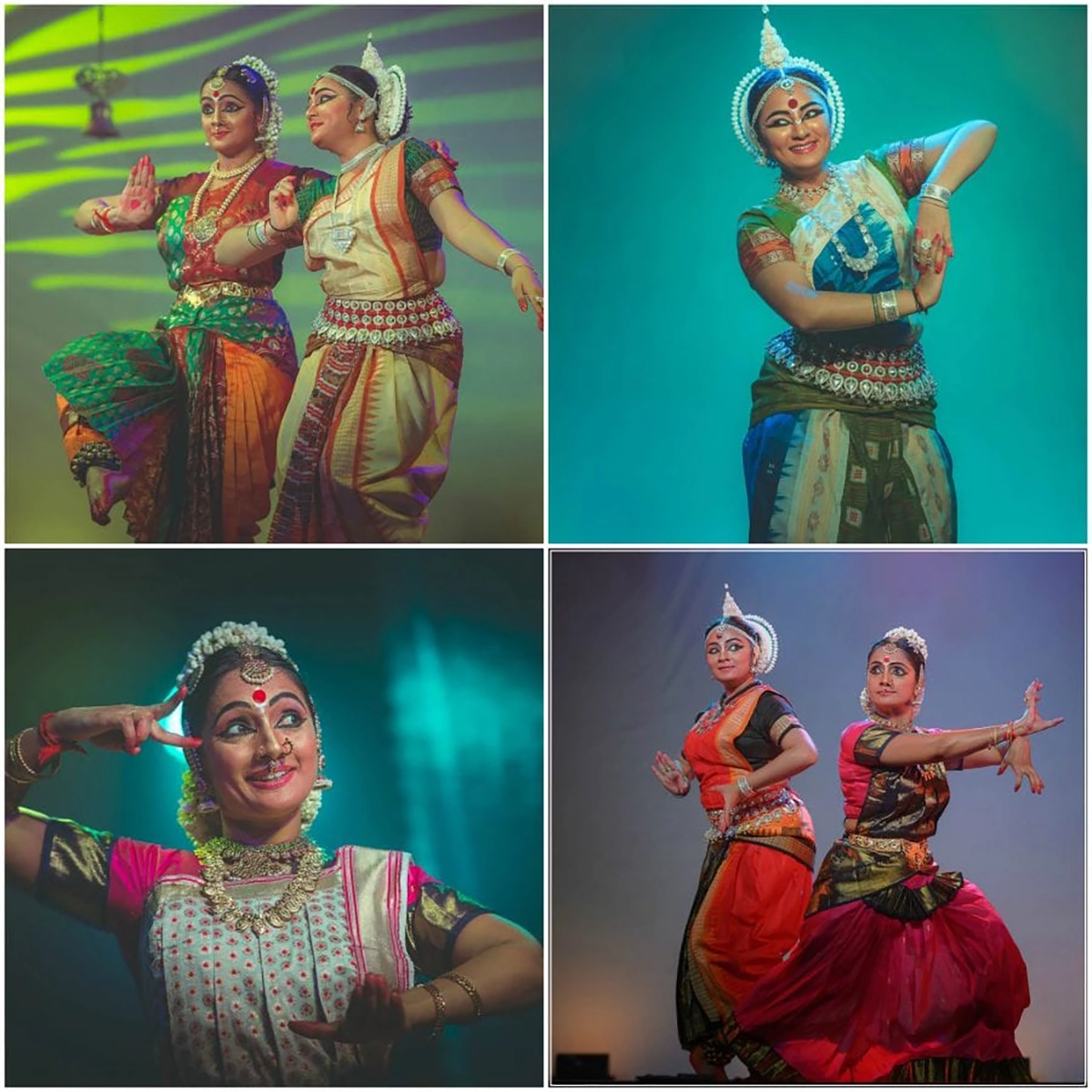 Traditional indian dancers on stage performing