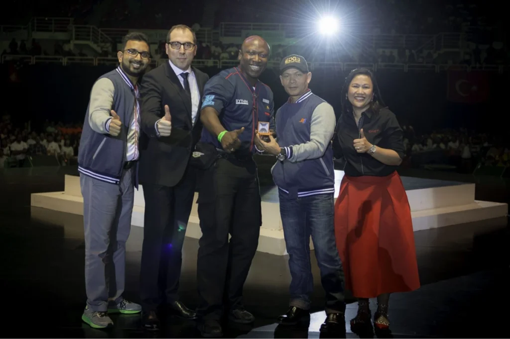 Fofana Amaral on stage with JR Mayer, Chief Pathman, and Mr.Bismark