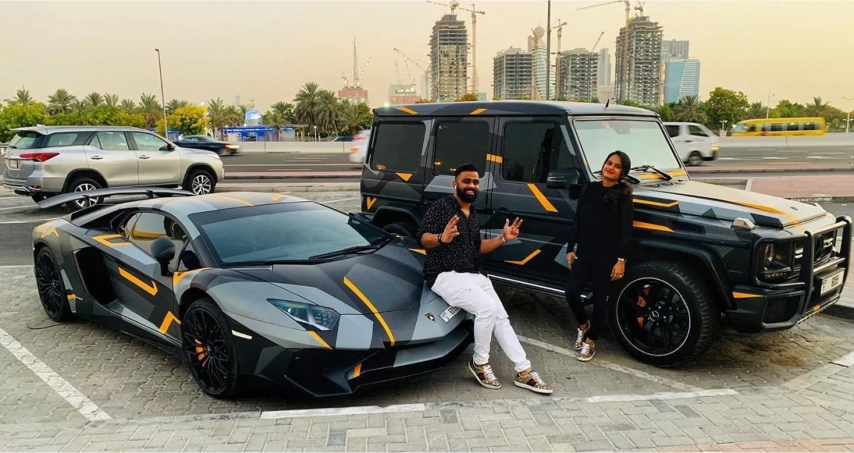 Abid Pottayil on a car