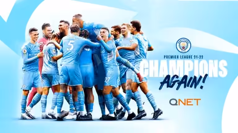Manchester City poster celebrating win - Champions again