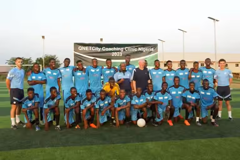 QNET Man City School 2023 posing all together