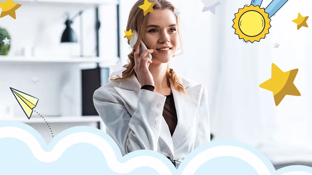 Blonde woman speaking on the phone 
