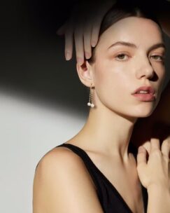 The Timeless Elegance Of Akoya Pearls And Why They’re So Enchanting 2 Woman wearing Greta Earrings from the Bernhard H. Mayer Pearl Icons Collection