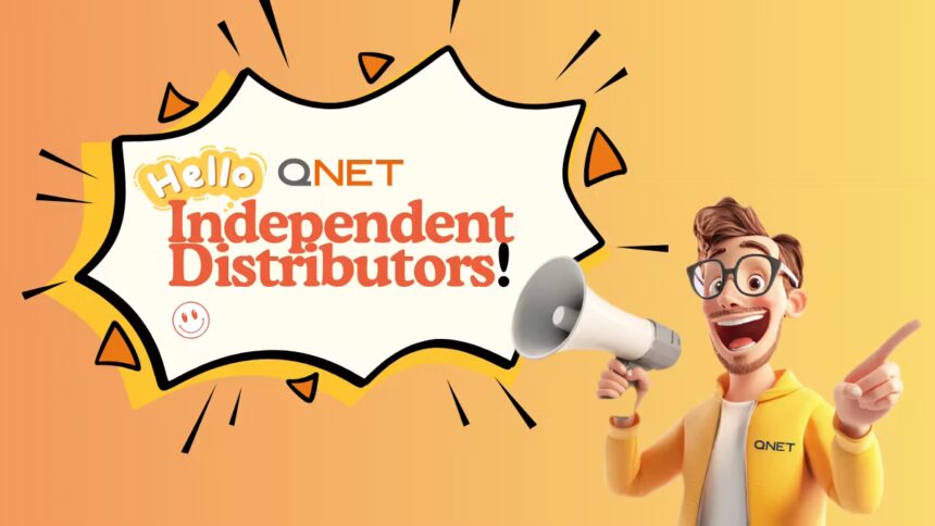 Cartoon guy saying, "Hello, QNET Independent Distributors!"