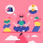 Illustration of a woman balancing money personality traits